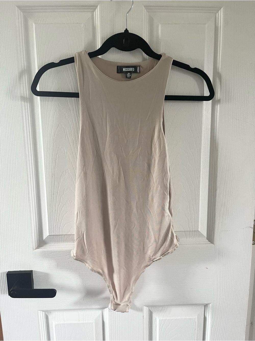 Missguided Beige High Neck Racerback Bodysuit - Size 2